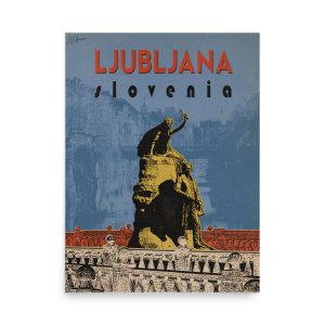 Retro Travel Poster - Ljubljana - France Prešeren