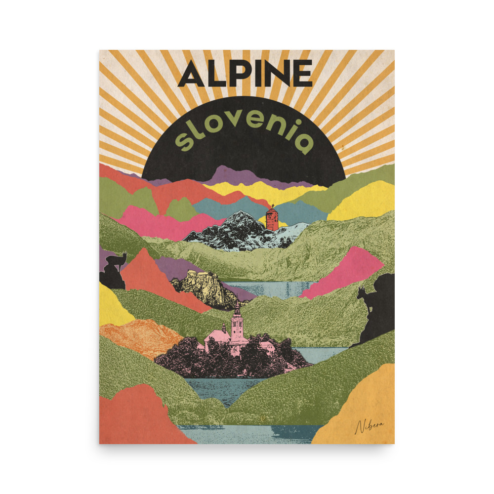 Retro Travel Poster - Alpine Slovenia