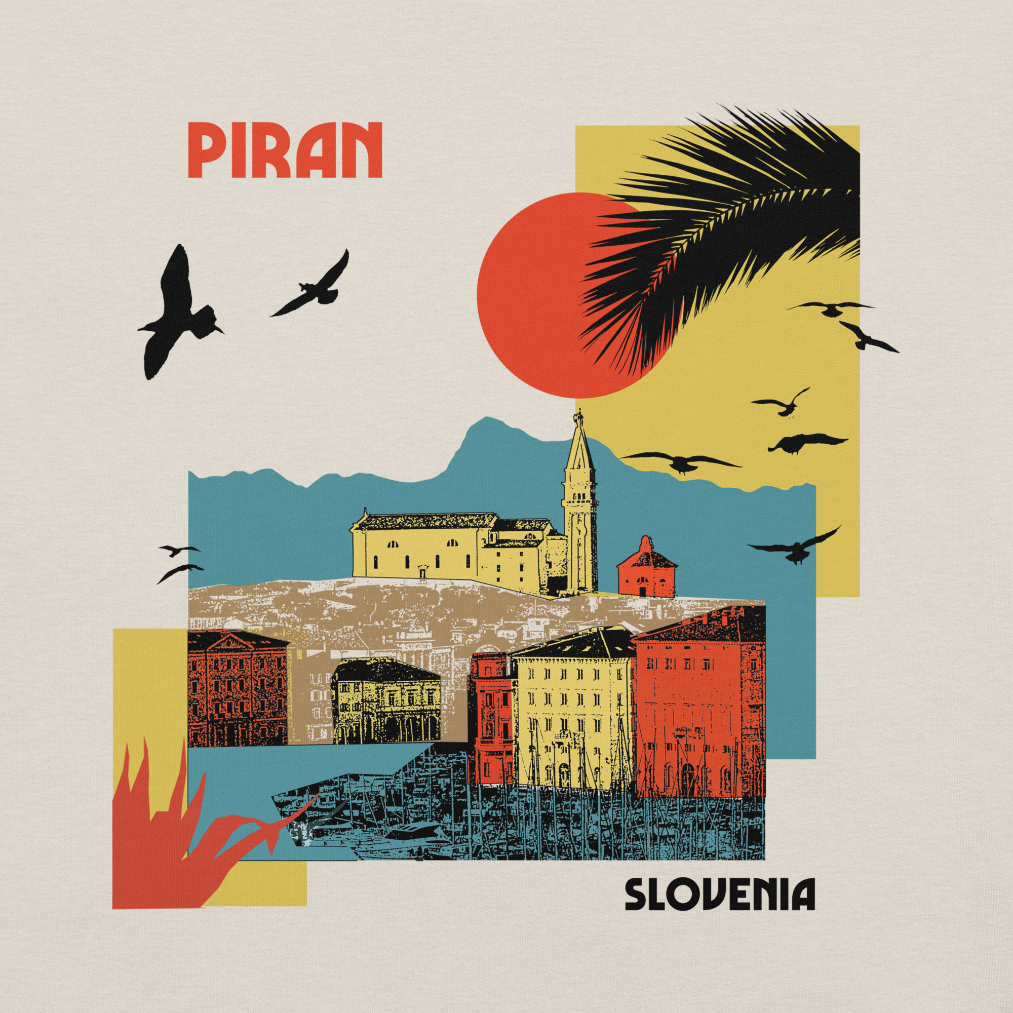 Retro Piran - Slovenia 100% cotton t-shirt - Image 3
