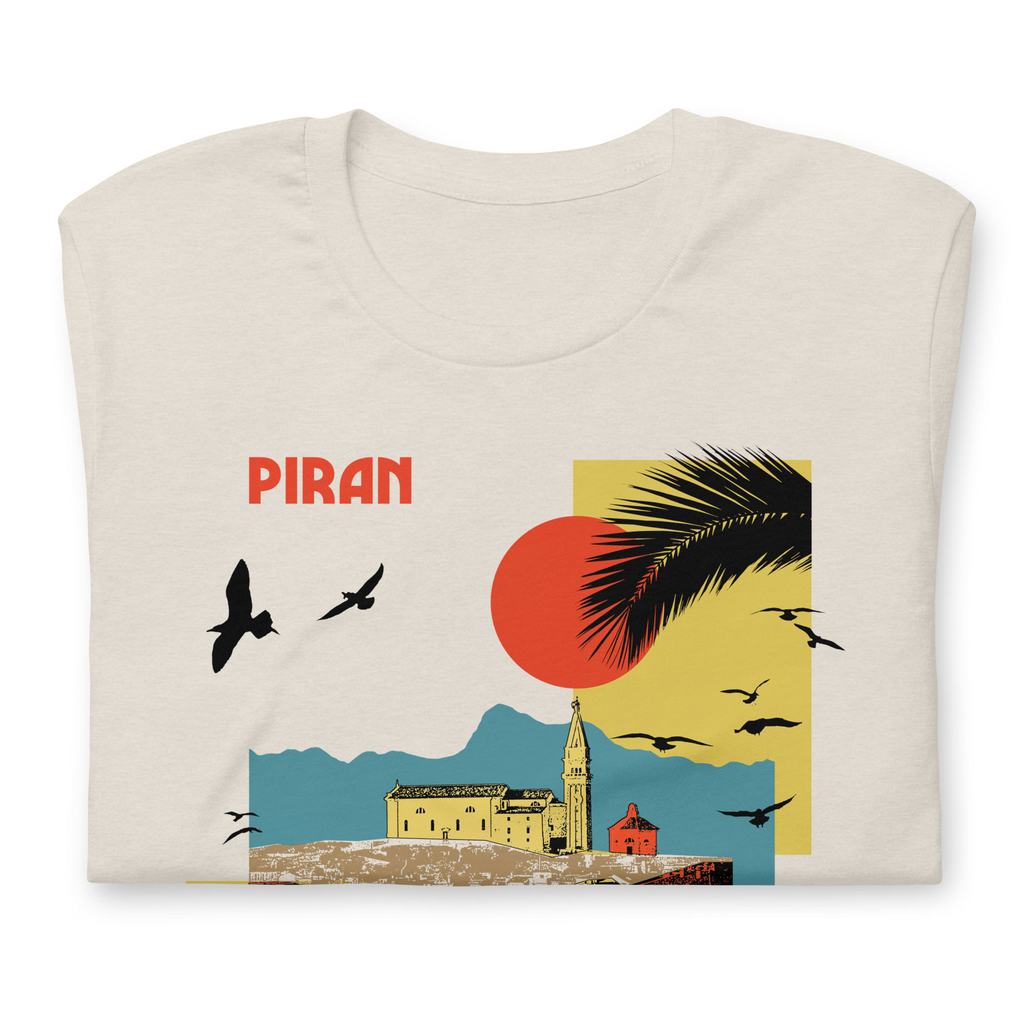Retro Piran - Slovenia 100% cotton t-shirt - Image 4